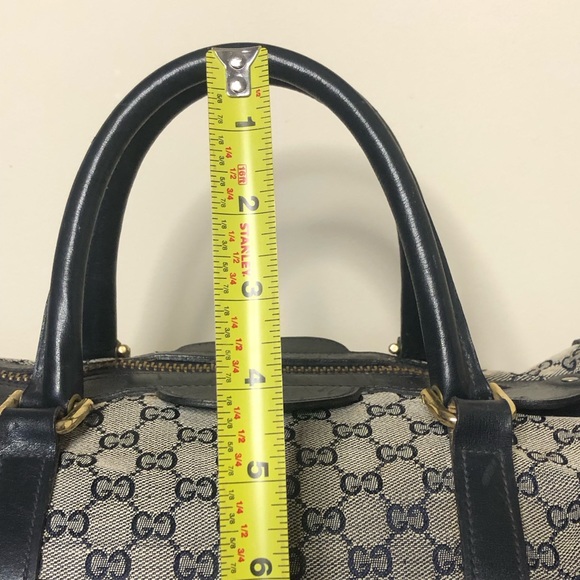 M GUCCI Navy GG Monogram Rolled Top Handle Coated Canvas Boston Travel Bag 30cm - Picture 12 of 17
